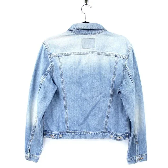 LEVI'S JEAN TRUCKER JACKET WOMEN'S SIZE LARGE LIGHT BLUE STONE WASHED DENIM 7773 - Picture 4 of 5